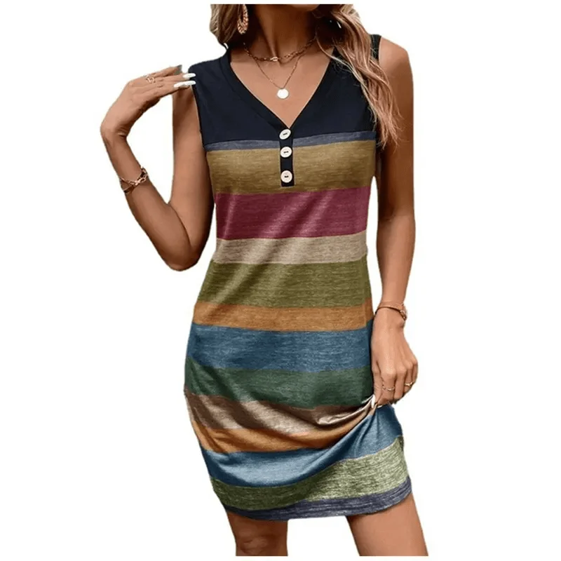 Women's Mini Dresses Female V-Neck Button Party Dress