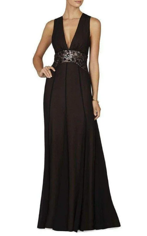 Bargain Prices casual dressStacy Plunging V Neck Embellished Waist Gown