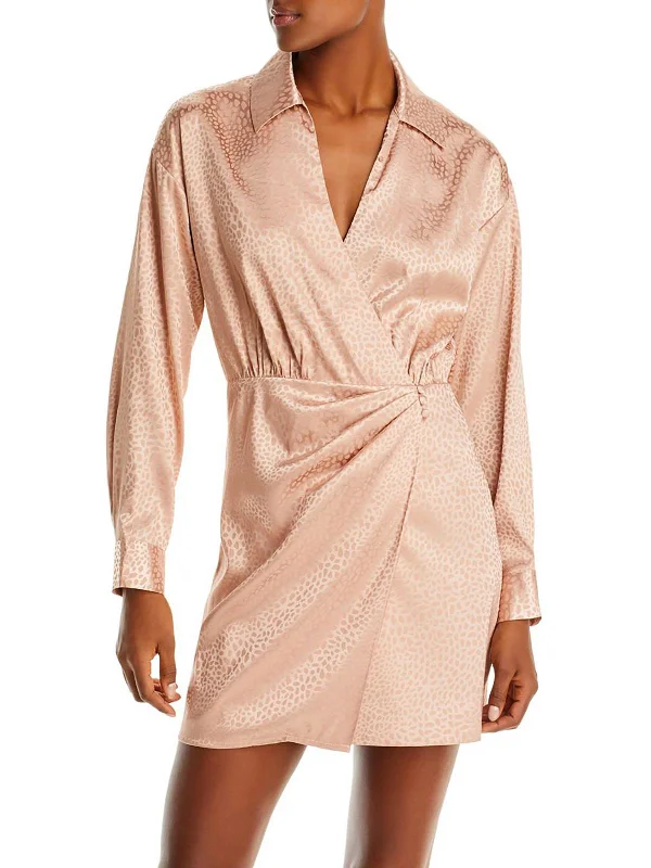 Lowest Prices lace-up dressWomens Satin Printed Mini Dress