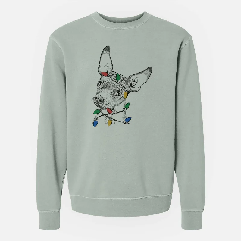 Weekend Flash Sale fashionable gym hoodieChristmas Lights Kahlo the Xoloitzcuintli - Unisex Pigment Dyed Crew Sweatshirt Weekend Flash Sale fashionable gym hoodieChristmas Lights Kahlo the Xoloitzcuintli - Unisex Pigment Dyed Crew Sweatshirt