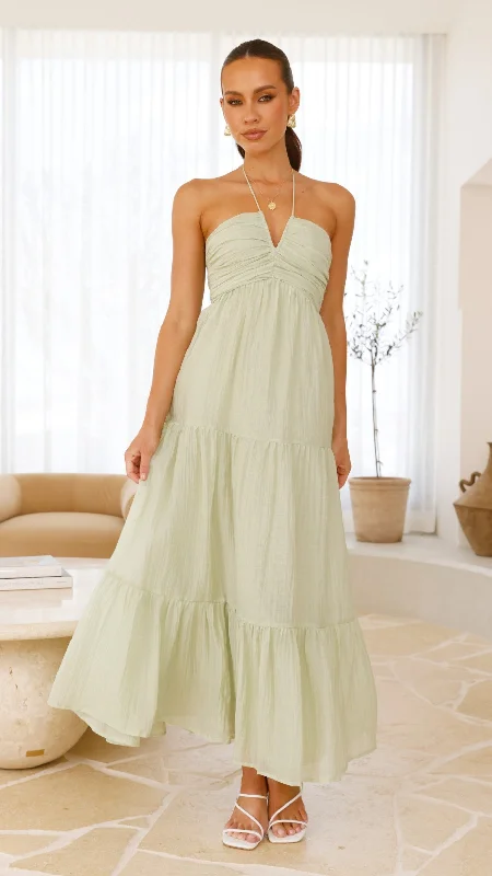 Bonus Savings Taffeta Maxi Dress - Sage