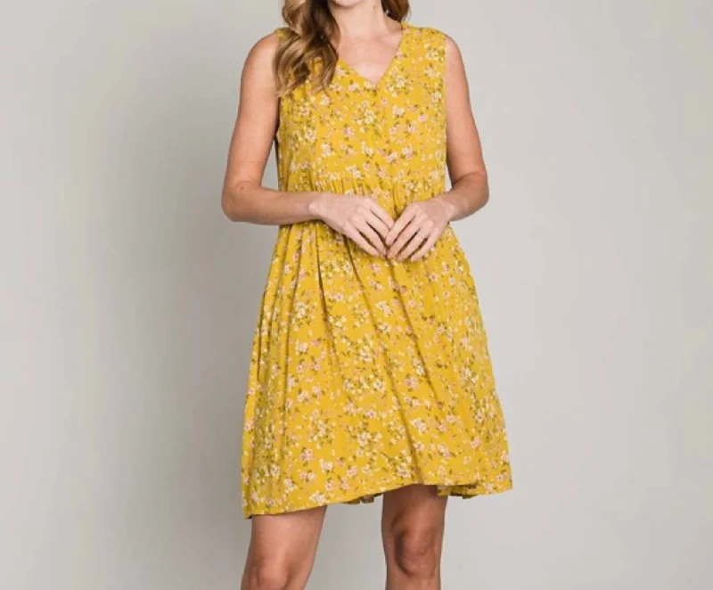 Sunshine Floral Dress In Yellow