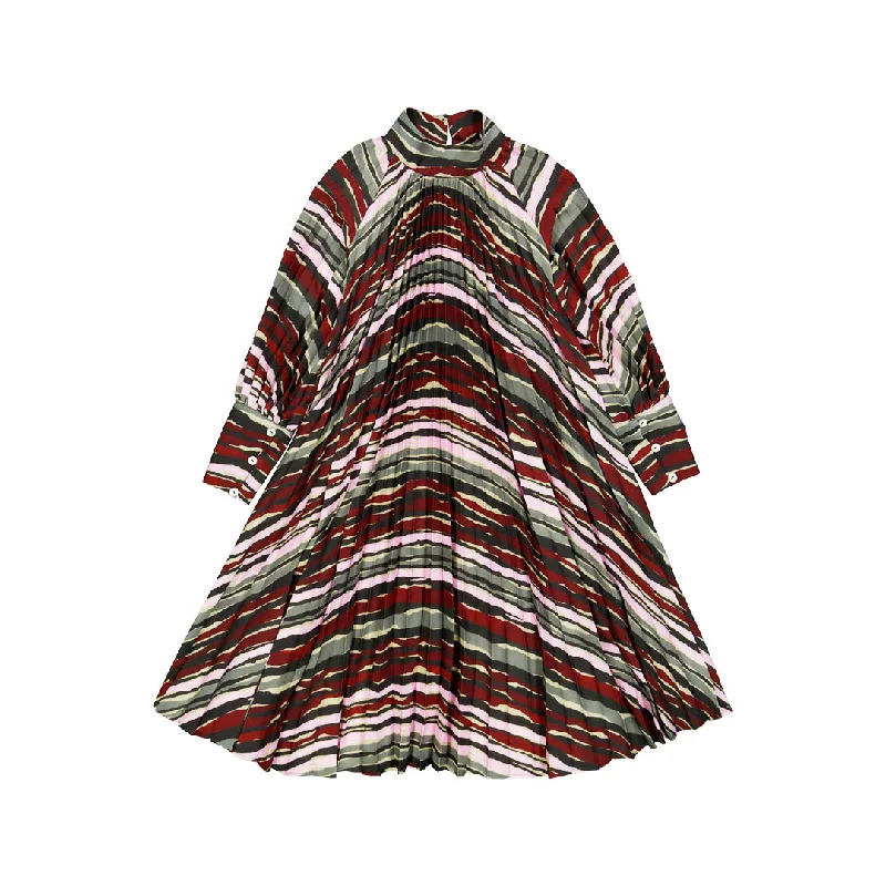 Multi striped pleated dress by Christina Rohde