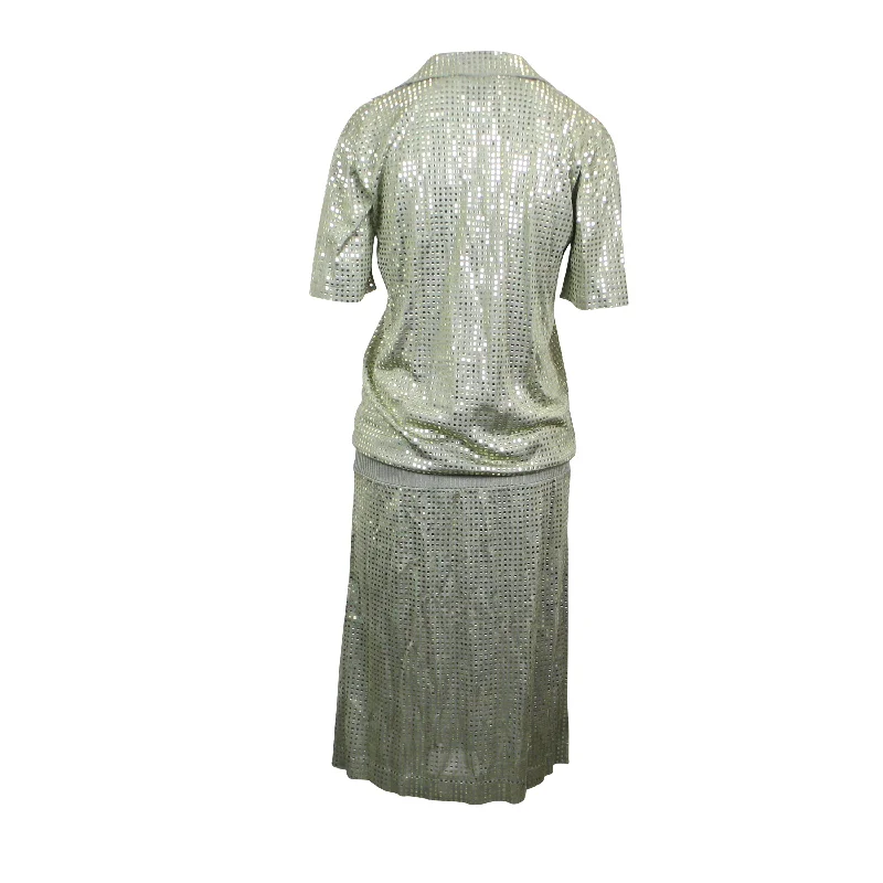 Sage Green Silk Mirrored Dress