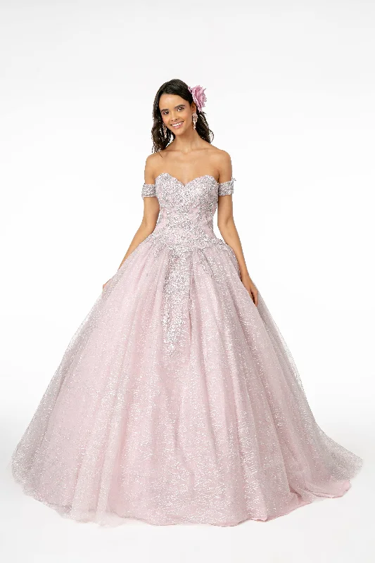 Massive Deals party-ready dressLong Glitter Mesh Quinceanera Dress with Cape