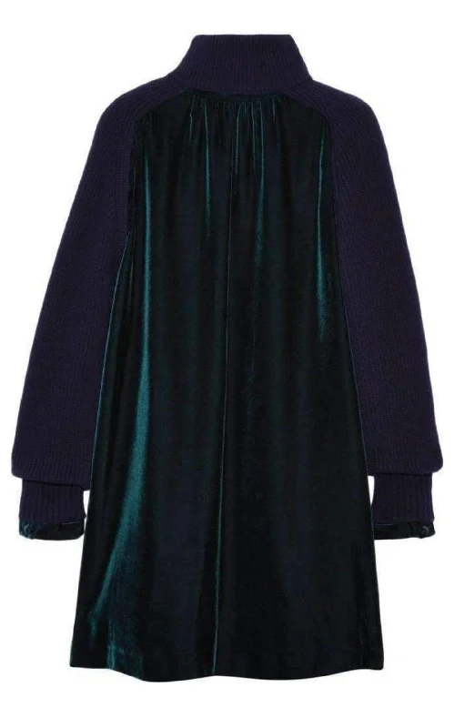 Extra Discounts formal dressWool Velvet Panelled Dress