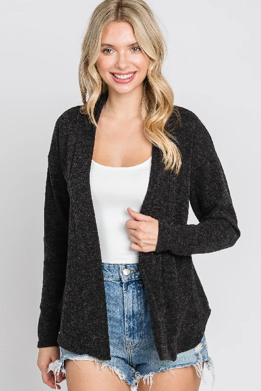 Blowout Deals modern outerwearBLACK BOHO OPEN NECK LONG SLEEVES CARDIGAN SOIN2058C