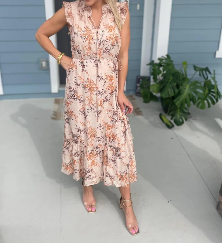 Amaryllis Maxi Dress In Rust Floral Print