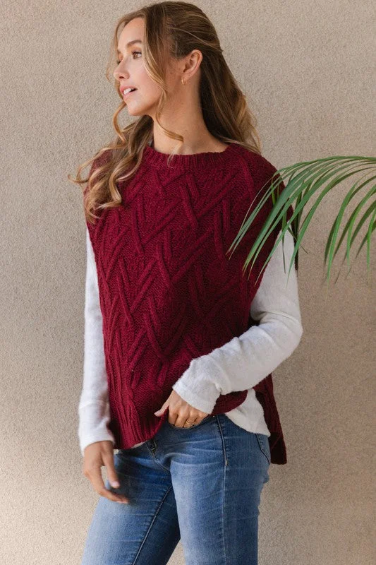 Price Slash classic trench coatWINE CABLE KNIT SWEATER VEST TIS12282
