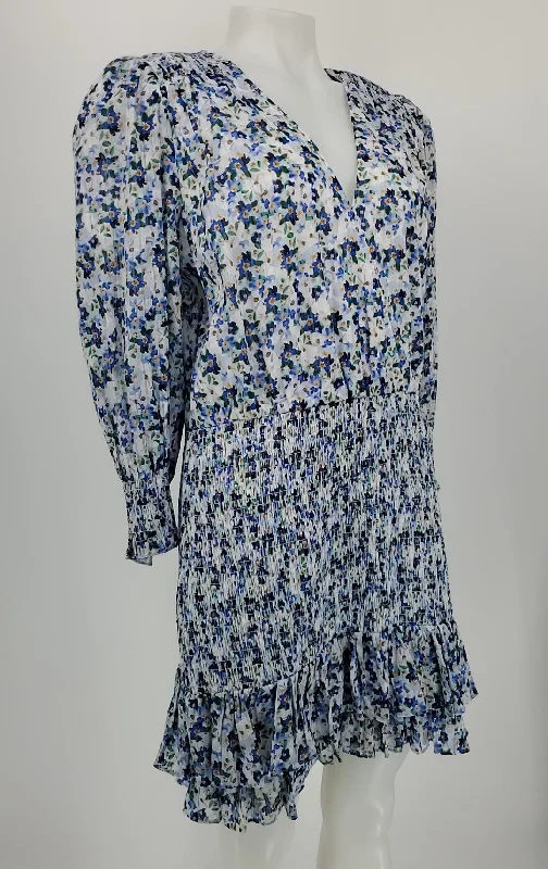 VERONICA BEARD White Blue Multi Floral Print Longsleeve Size 10  (M) Dress