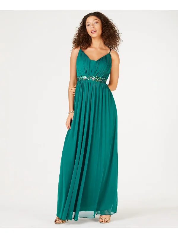 Deal of the Day TEEZE ME Womens Embellished Spaghetti Strap V Neck Maxi Evening Sheath Dress Deal of the Day TEEZE ME Womens Embellished Spaghetti Strap V Neck Maxi Evening Sheath Dress