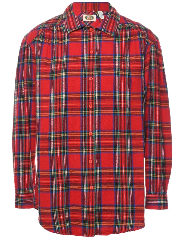 Price Slash chic wool coatRed Checked Shirt - S