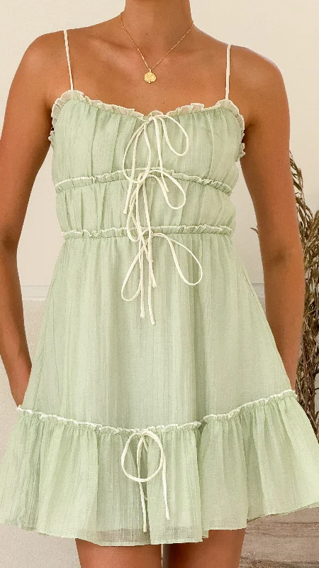 Midnight Madness Halo Mini Dress - Sage