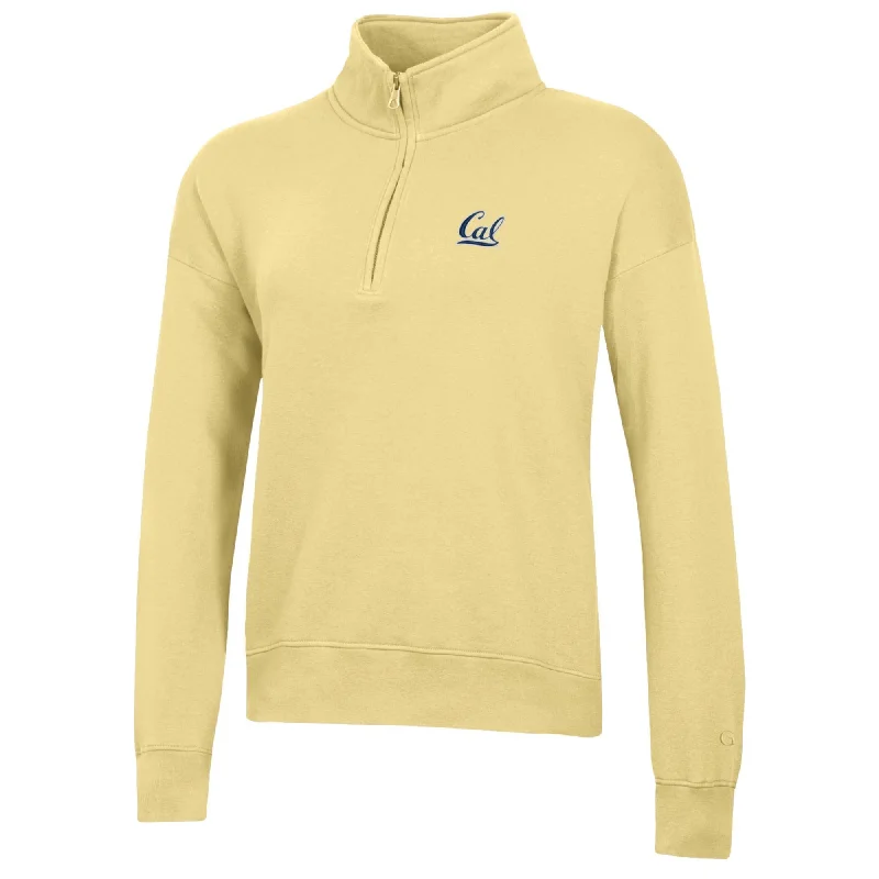 U.C. Berkeley Cal embroidered Big Cotton women's 1/4 Zip sweatshirt-Butter