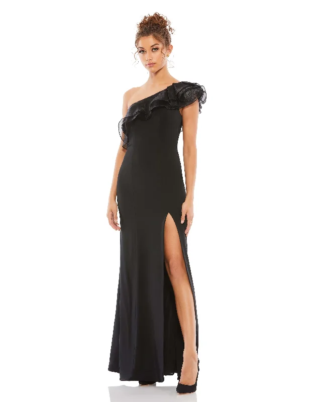 Exclusive Savings long sleeve dressOne Shoulder Ruffle Evening Gown