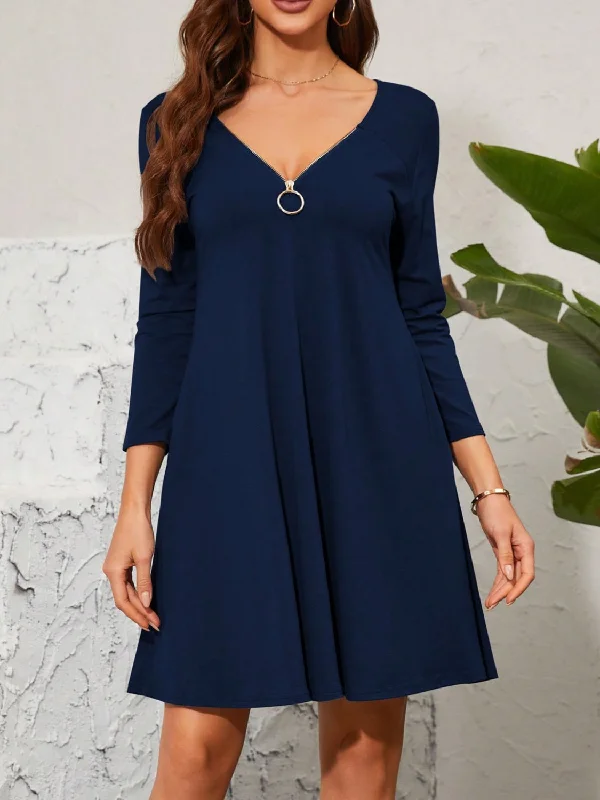 Members Only casual day dressQuarter Zip Long Sleeve Dress