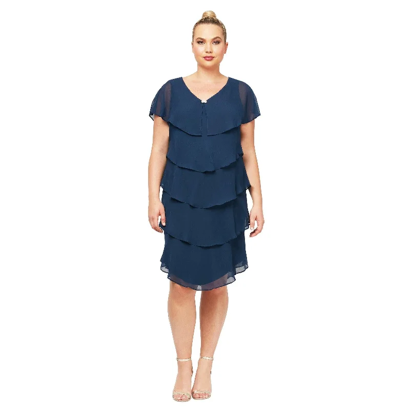 Can't Miss trendy wrap dressSL Fashions 617525 Short Plus Size Tiered Dress Sale