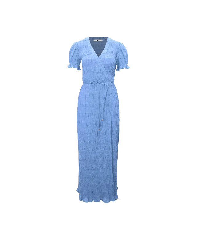 Limited Time Discount MIRELLA SHORT SLEEVE WRAP DRESS CORNFLOWER