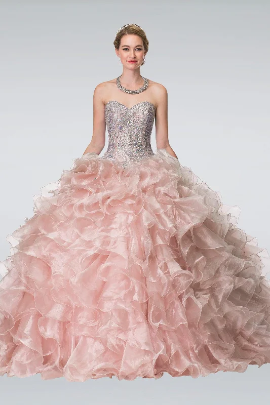 Massive Deals trendy bodycon dressBeads Embellished Ruffled Organza Long Quinceanera Dress