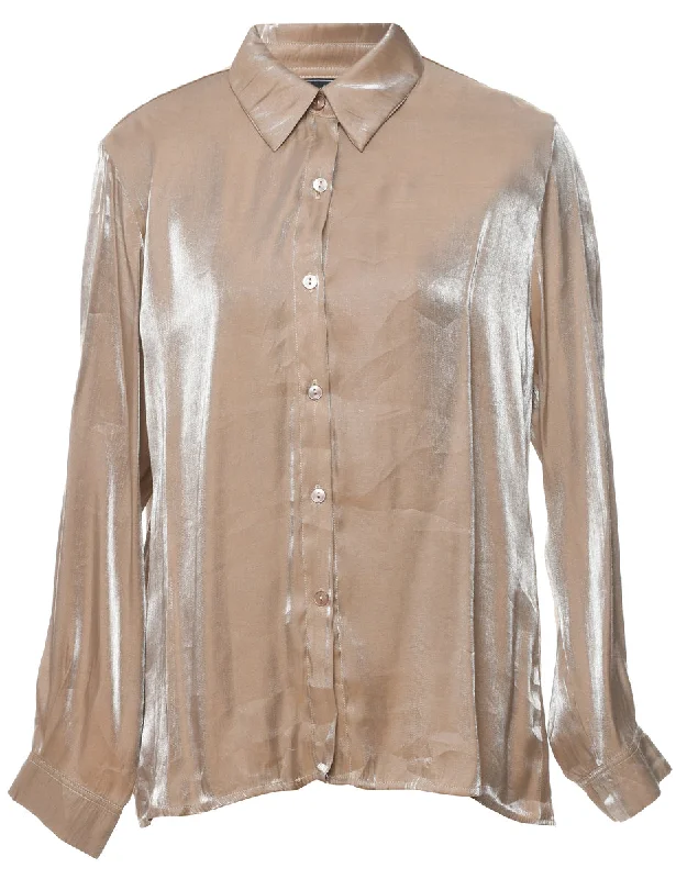 Buy More, Save More windbreaker jacketLight Brown Satin Evening Shirt - L