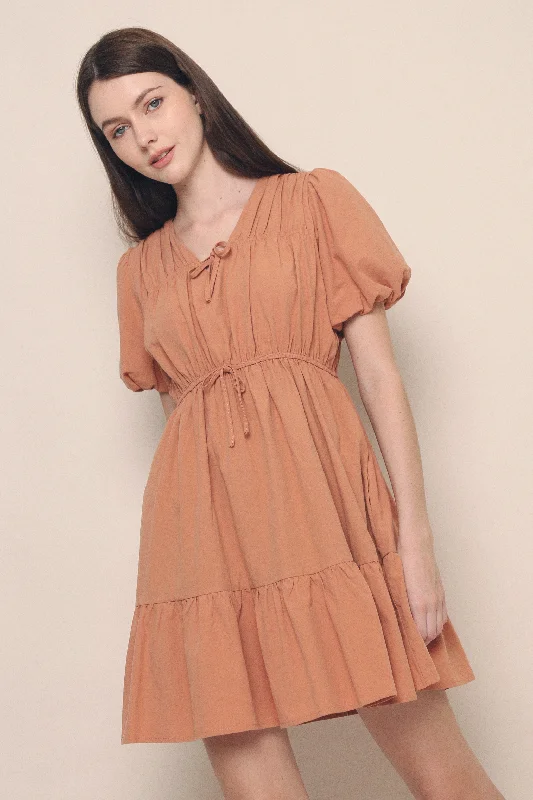 Unbeatable Prices Attica Ruche Ribbon Dress Apricot