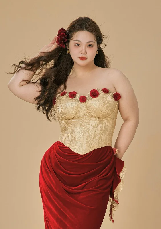 Limited Availability Curve & Plus Wild Rosa in Spain Corset Dress