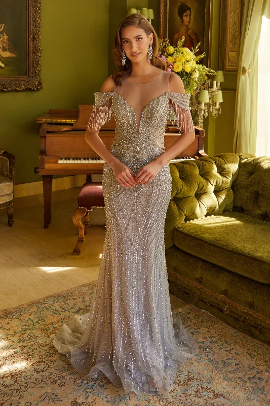 Online Specials bodycon dressFitted Long Formal Beaded Sequin Prom Dress