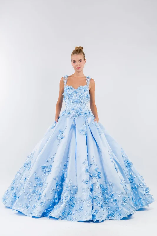 Special Price lace dress3D Floral Long Sleeveless Quinceanera Dress