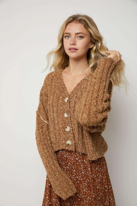 Take Advantage comfortable winter coatCAMEL V-NECK FUZZY BUTTON FRONT CROP CARDIGAN SW8278 Take Advantage comfortable winter coatCAMEL V-NECK FUZZY BUTTON FRONT CROP CARDIGAN SW8278