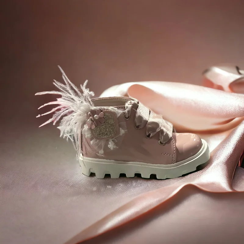 Seasonal Sale trendy dressLeather Pink Heart Bootie