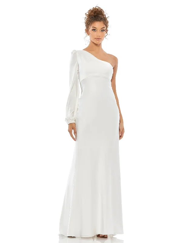 Crazy Deals flowy evening dressOne Shoulder Blouson Sleeve Gown