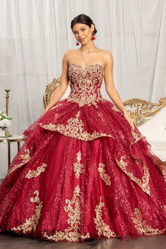 Online Only trendy wrap dressLong Strapless Ball Gown Glitter Quinceanera Dress