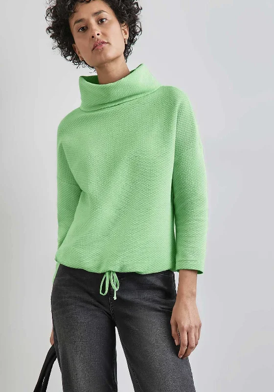 Street One Roll Neck Textured Sweatshirt, Green