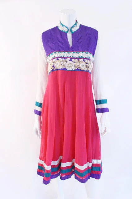 Vintage 70's Silk Embroidered Dress