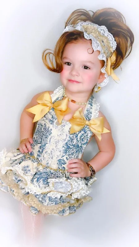 Price Buster evening dressBlue and Gold Ruffle Dress