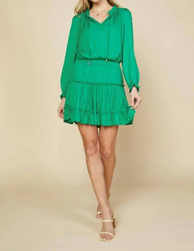 Overstock casual summer dressAubrey Ruffled Mini Dress In Green