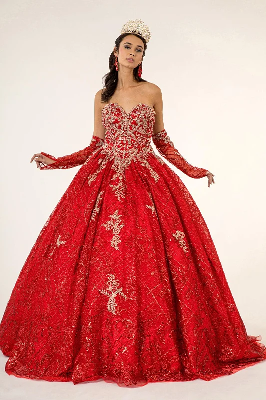 Savings Spectacular draped dressLong Strapless Quinceanera Glitter Mesh Ball Gown