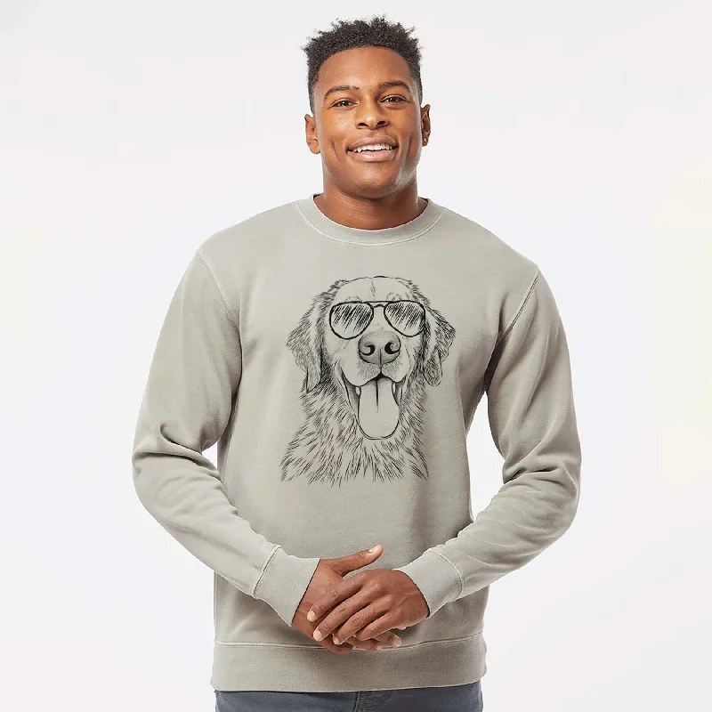 Aviator Oliver Tredup the Golden Retriever - Unisex Pigment Dyed Crew Sweatshirt