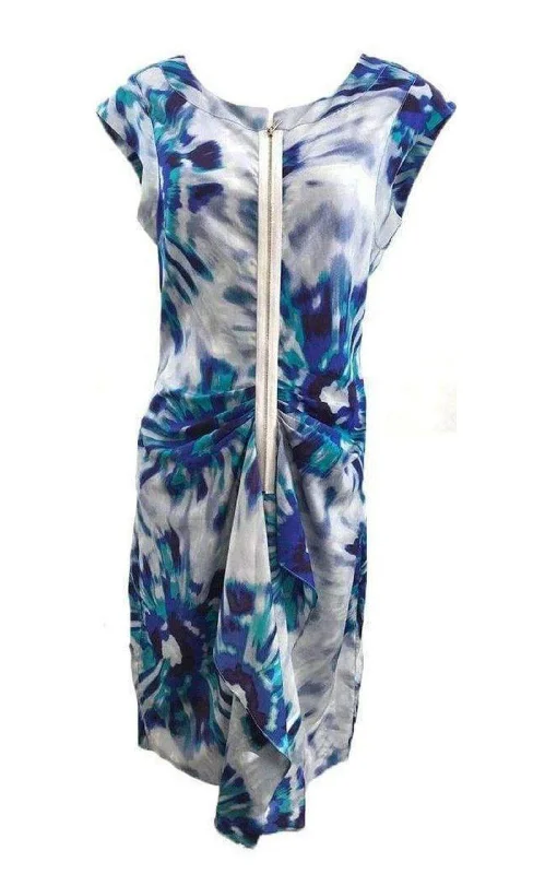 Limited Availability classic fit-and-flare dressMarisol Blue Combo Silk Zip Front Dress