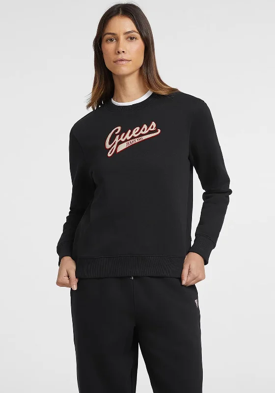 Sale Event soft hoodieGuess Womens Script Logo Sweatshirt, Black