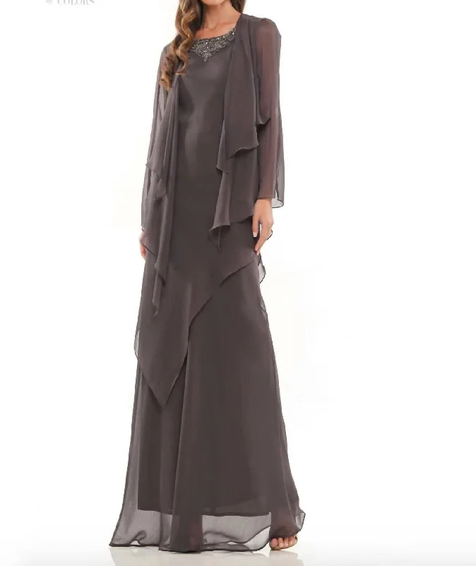 Savings Bonanza flowy maxi dressMv1230 In Charcoal