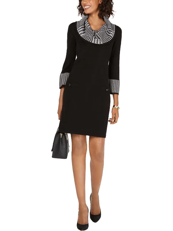 Price Drop sophisticated dressPetites Womens Cowl Neck Mini Sweaterdress
