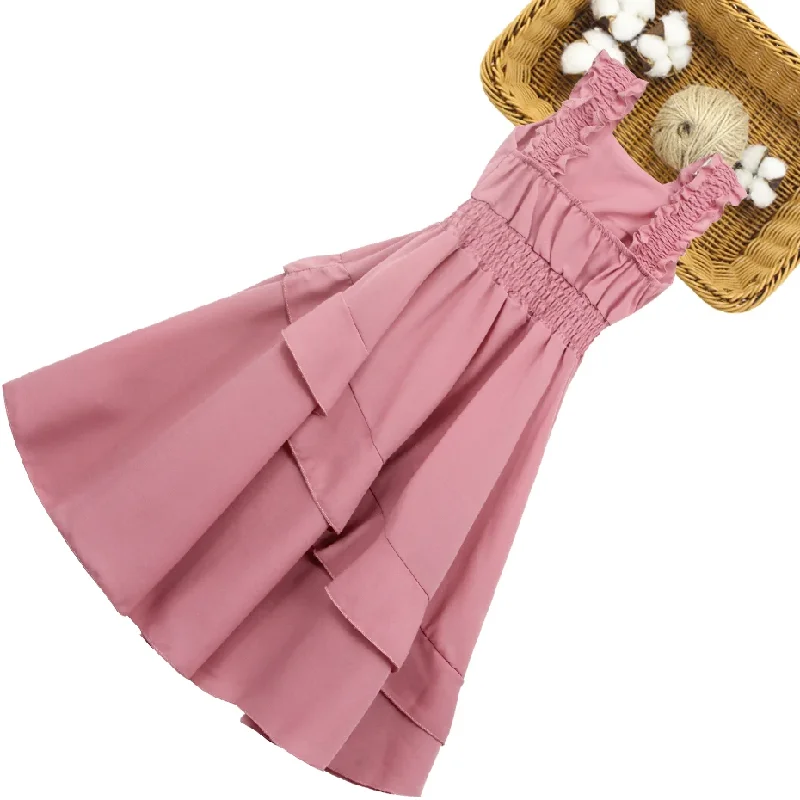 Dress For Girls Solid Color