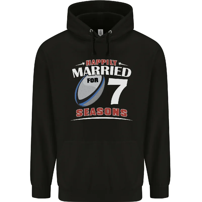 7 Year Wedding Anniversary 7th Rugby Mens 80% Cotton Hoodie