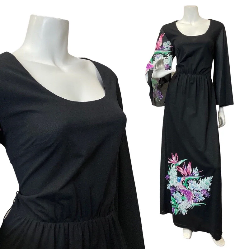 Clearance Event VINTAGE 60s 70s BLACK PURPLE GREEN FLORAL PARADISE BIRD SHEER MAXI DRESS 14 Clearance Event VINTAGE 60s 70s BLACK PURPLE GREEN FLORAL PARADISE BIRD SHEER MAXI DRESS 14