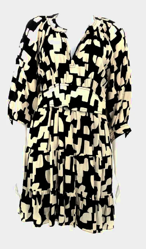 BA&SH Beige Black Print Mini Size 8  (M) Dress