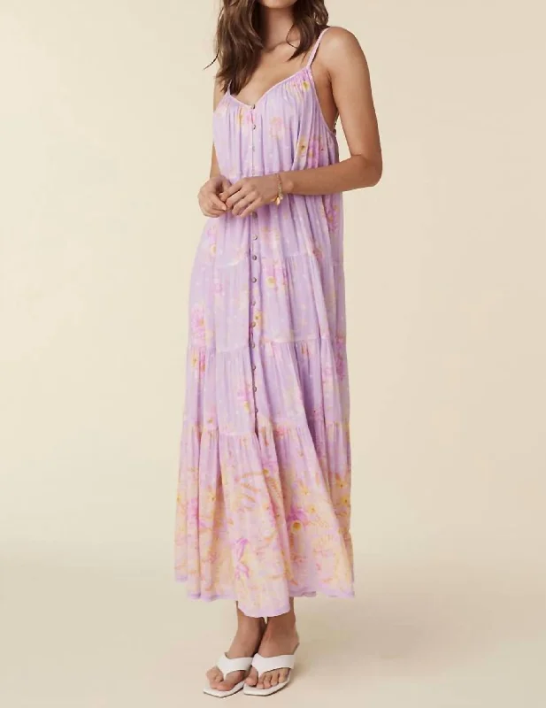 Lei Lei Strappy Maxi Dress In Lavender Floral