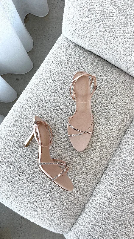 Bonus Savings Vixin Heels - Champagne Satin Diamante
