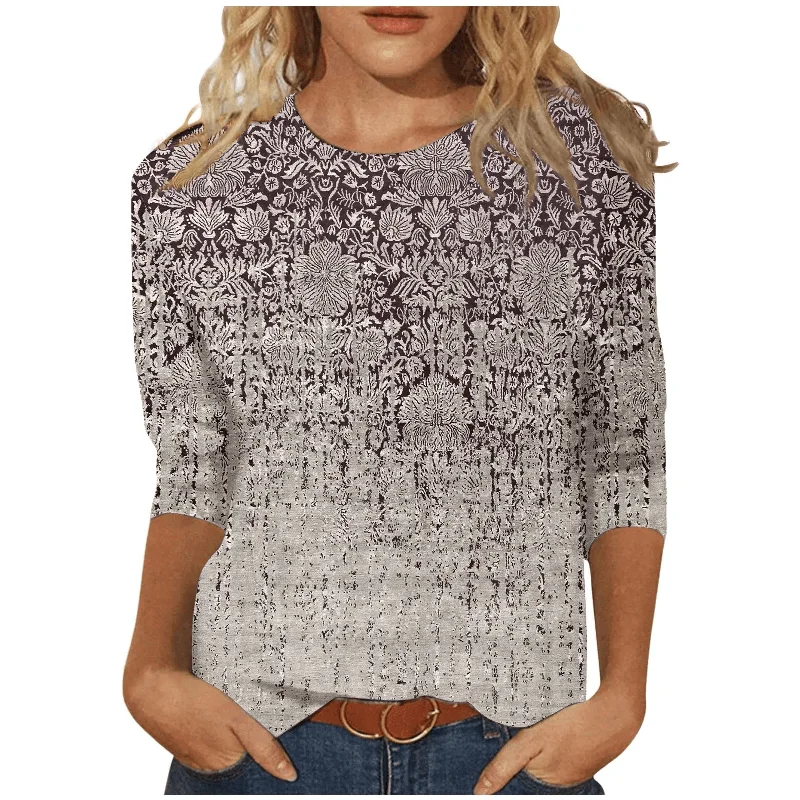 Women Cute Print Graphic Tees Blouses Casual Plus Size