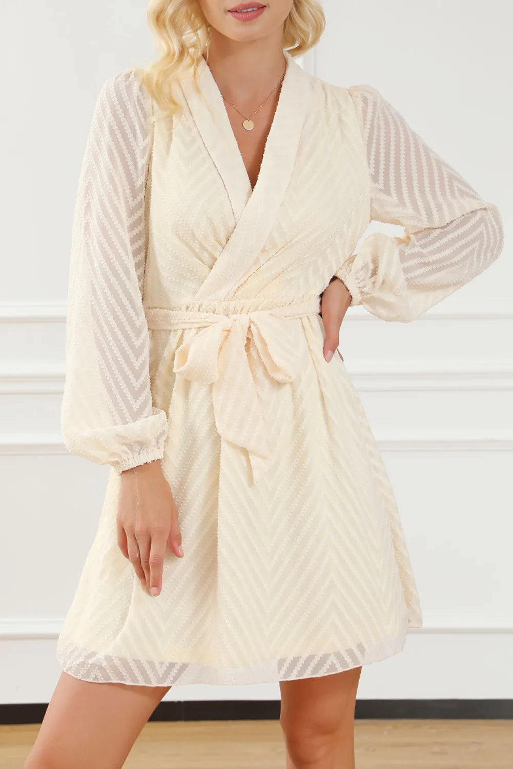 Special Promotion flowy evening dressSurplice Long Sleeve Mini Dress